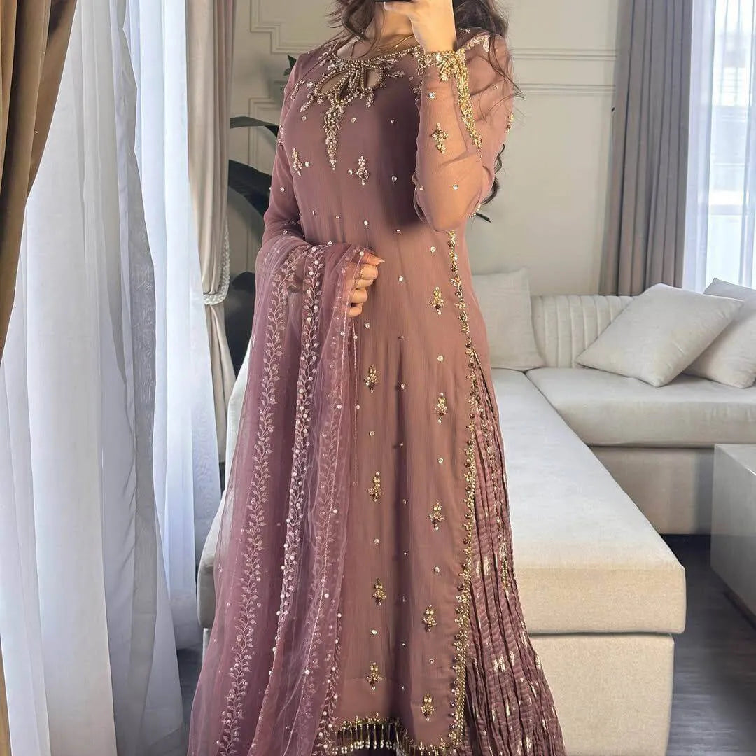 Elegant Fox Georgette Palazzo Set with Soft Organza Dupatta