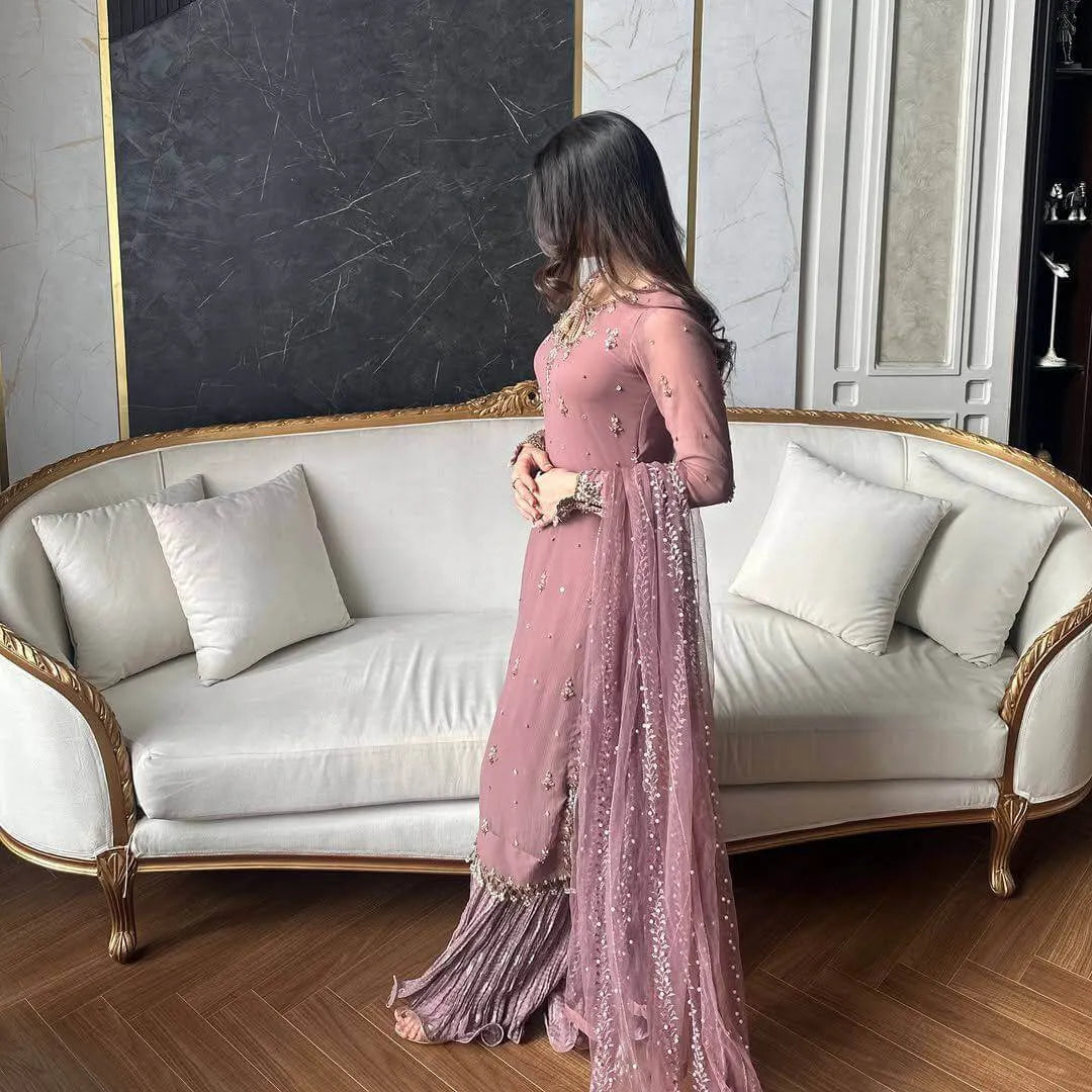 Elegant Fox Georgette Palazzo Set with Soft Organza Dupatta