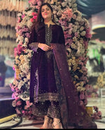 Embroidered Velvet Palazzo Suit Set