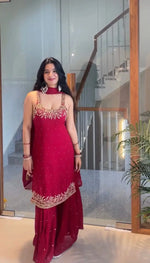 Georgette Embroidered Sharara Set with Dupatta