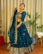 Jimi Choo Embroidered Lehenga Set with Fancy Satin Dupatta