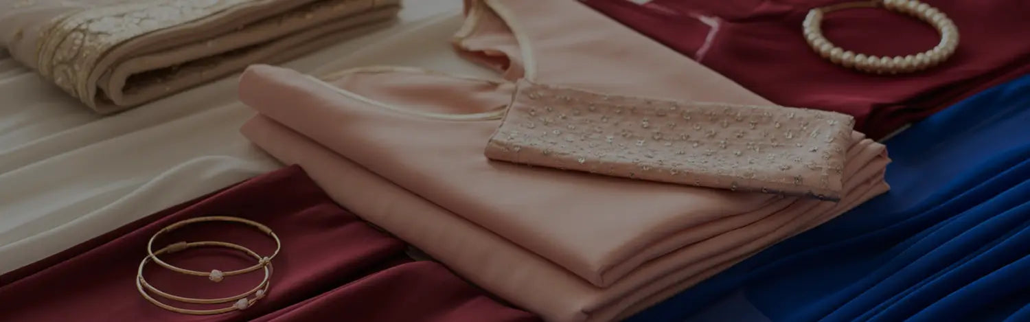 Folded fabric with jewelry on a multicolored background