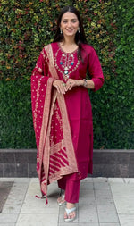 Premium Roman Silk Kurta Set with Jacquard Dupatta