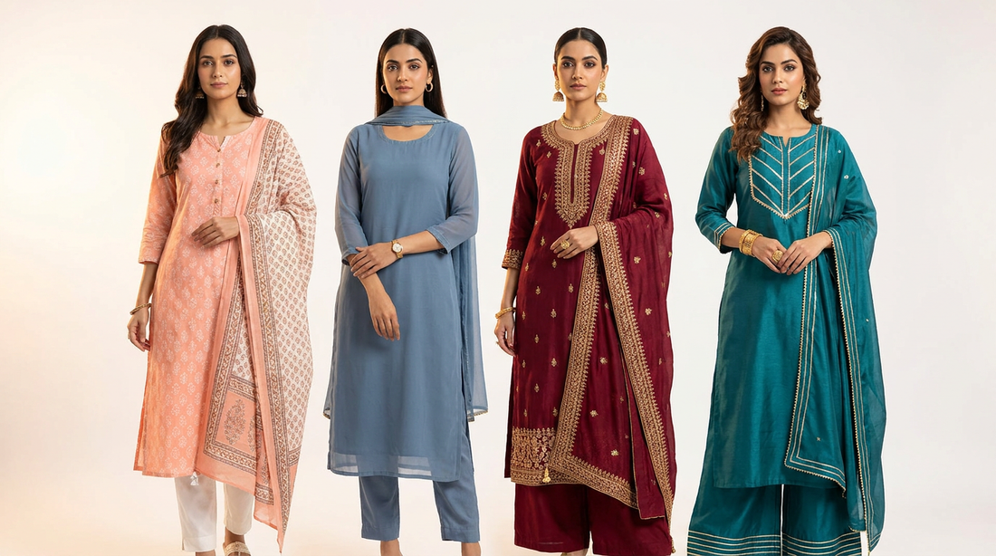 How to Wear a Kurti Pant Dupatta Set: 4 Different Looks