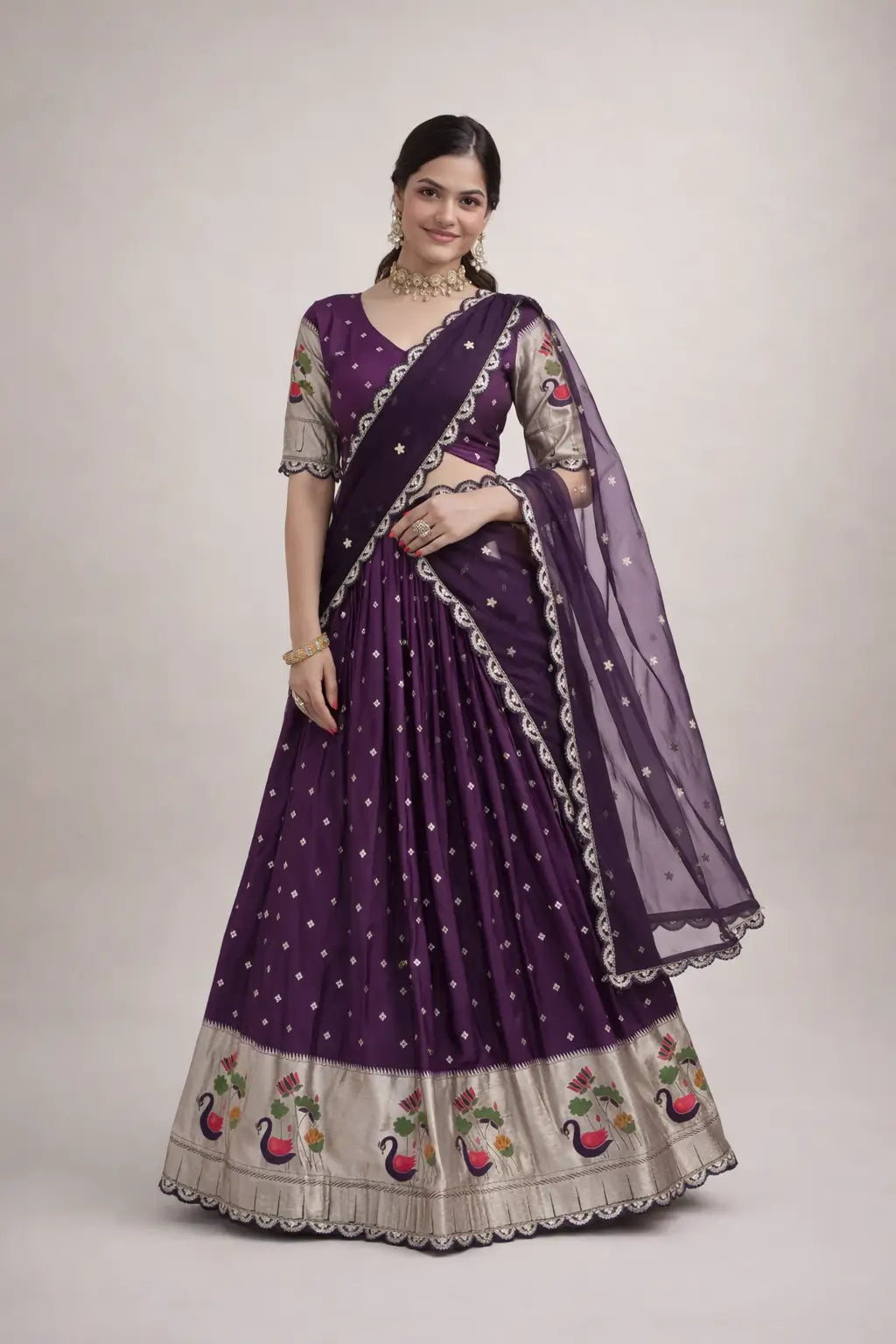 Dola Silk Meena Weaving Lehenga Set with Dupatta