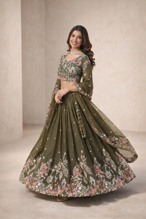 Gold Crush Embroidered Lehenga Choli Set