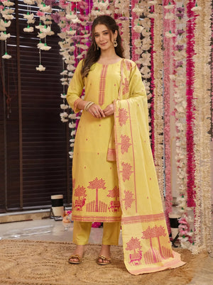 Jacquard Cotton Straight Kurta