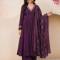 Wine Mirrorwork V-Neck Kurta