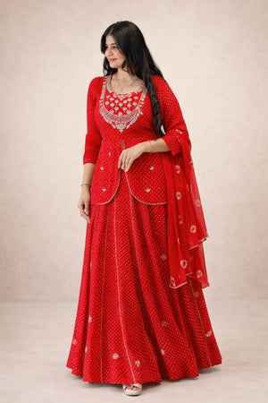 Royal Blue Printed Georgette Lehenga Set with Dupatta