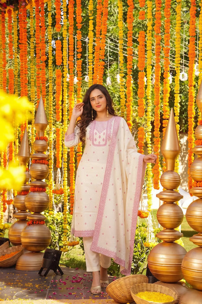 Jacquard Cotton Straight Kurta