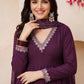 Wine Mirrorwork V-Neck Kurta