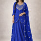 Royal Blue Printed Georgette Lehenga Set with Dupatta