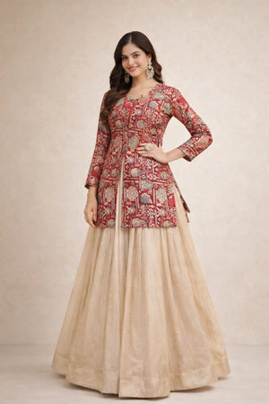 Jacquard Weaving Lehenga With Designer Blouse