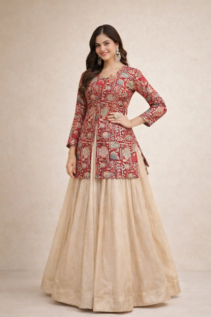 Jacquard Weaving Lehenga With Designer Blouse