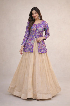 Jacquard Weaving Lehenga With Designer Blouse
