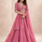 Rose Pink Pure Crunchy Silk Moti Sequins Embroidered Lehenga Choli for Wedding Wear