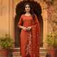 Rust Floral Vine Kurta Set