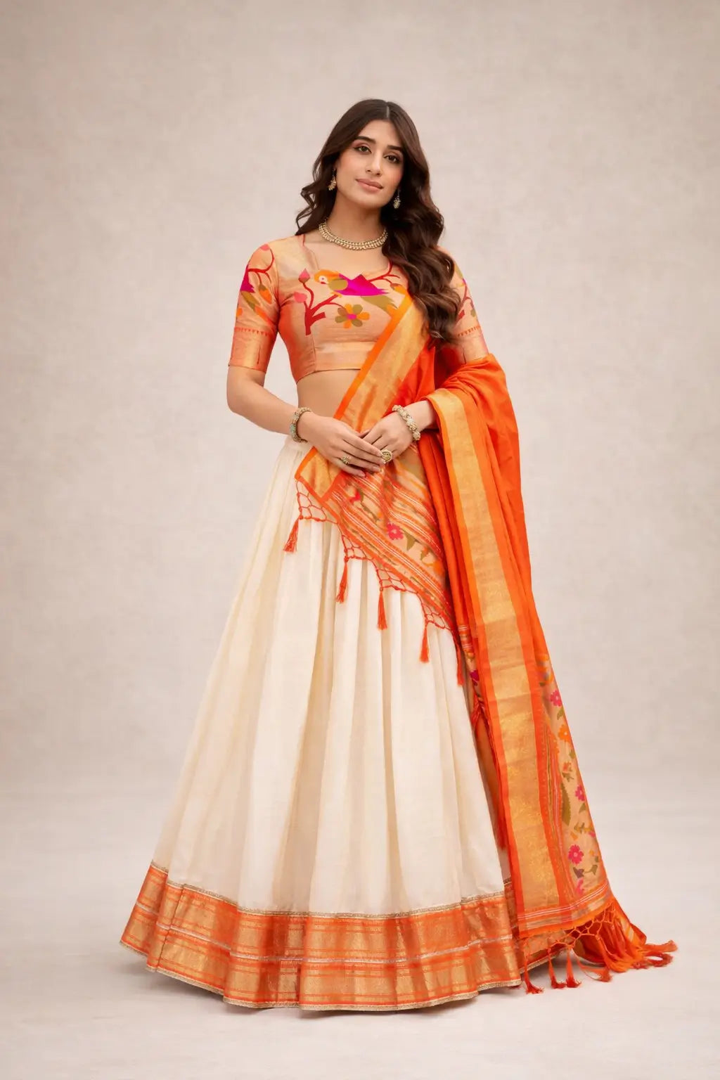 Paithni Jacquard Silk Lehenga Set with Dupatta