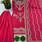 Embroidered Chinnon Silk Sharara Suit Set with Dupatta