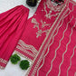Embroidered Chinnon Silk Sharara Suit Set with Dupatta