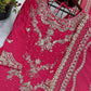 Embroidered Chinnon Silk Sharara Suit Set with Dupatta