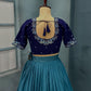 Kanjivaram Maggam Work South Style Half Lehenga Half Saree