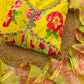 Yellow Fox Georgette Floral Print Anarkali Set with Handwork Neck & Dupatta