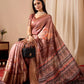 Floral Lichi Silk Saree with Zari Border