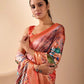 Floral Lichi Silk Saree with Zari Border