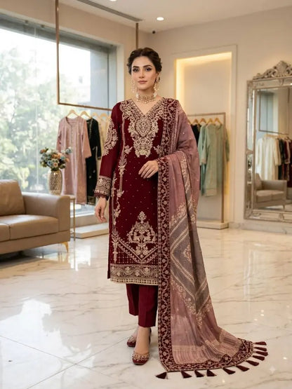 Maroon Cording Diamond Kurta
