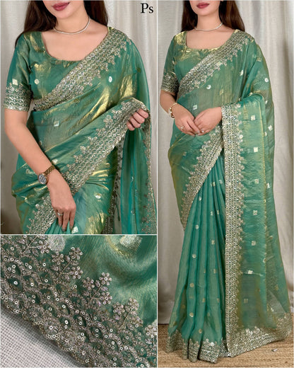 Zari Sequin Jacquard Saree