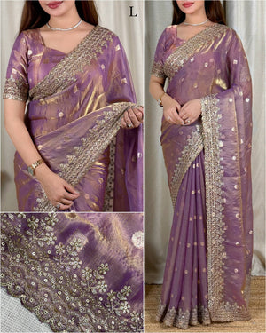 Zari Sequin Jacquard Saree