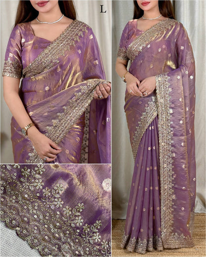 Zari Sequin Jacquard Saree