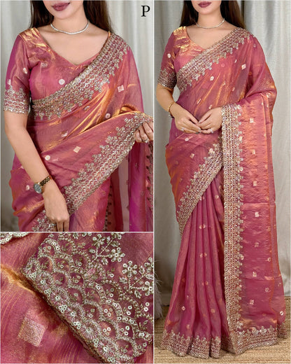 Zari Sequin Jacquard Saree