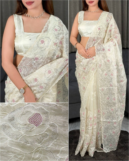 Turkish Rose Organza Saree