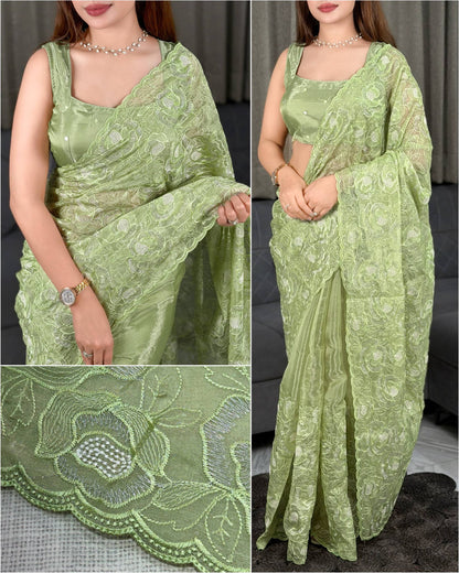 Turkish Rose Organza Saree