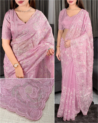 Turkish Rose Organza Saree