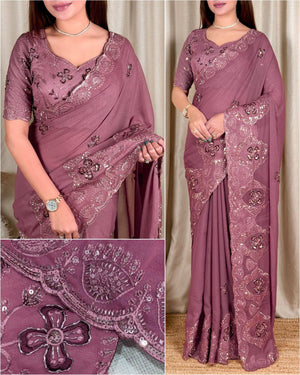 Sequin Beadwork Georgette Saree
