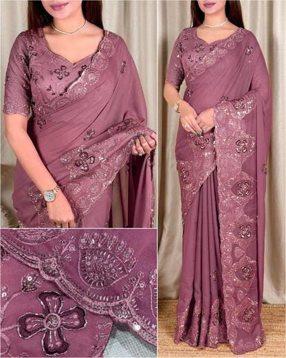 Sequin Beadwork Georgette Saree