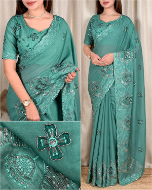 Sequin Beadwork Georgette Saree