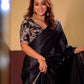 Black Floral Embroidered Saree