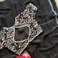 Black Floral Embroidered Saree