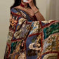 Steel Blue Kalamkari Print Saree