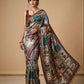 Steel Blue Kalamkari Print Saree