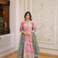Printed Russian Silk Anarkali Gown with Embroidered Dupatta for Festive and Party Wear