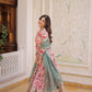 Printed Russian Silk Anarkali Gown with Embroidered Dupatta for Festive and Party Wear