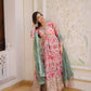 Printed Russian Silk Anarkali Gown with Embroidered Dupatta for Festive and Party Wear