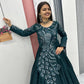 Embroidered Vichitra Silk Flared Gown for Festive and Party Wear
