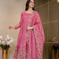 Embroidered Crunchy Silk Gown Sharara Set with Dupatta