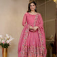 Embroidered Crunchy Silk Gown Sharara Set with Dupatta